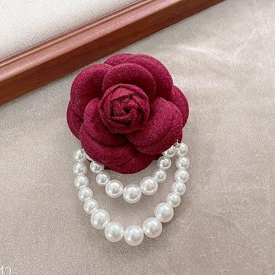 High Quality Camellia Metal Lapel Pin Brooch Rhinestone Brooch Pin