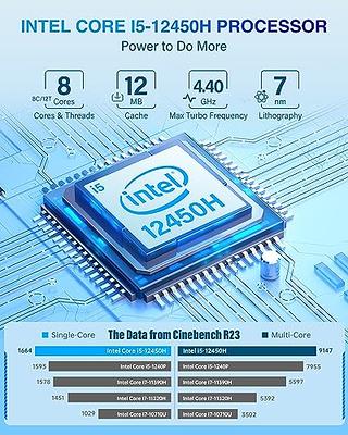 4K Mini PC Intel i5 12th-Gen 12450H 32GB DDR4 512GB SSD, WiFi 6