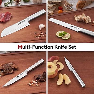 OOU! Kitchen Knife Set with Block, 15 Pcs Professional Chef Knife Set with  Bu