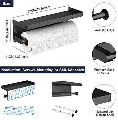 ESOW Paper Towel Holder Wall Mounted for Kitchen 13 in, Paper Towel Roll  Rack with Storage Shelf Space, Both Available in Adhesive and Screws,  SUS304 Stainless Steel (Matte Black) - Yahoo Shopping