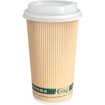 EcoChoice 8 oz. Tall Kraft Tree Print Compostable Paper Hot Cup - 50/Pack