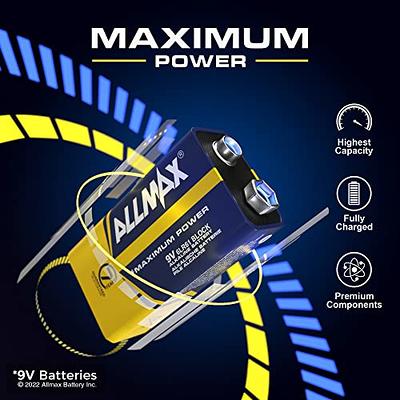 Allmax 9V Maximum Power Alkaline Batteries (4 Count) – Ultra Long-Lasting,  7-Year Shelf Life, Leakproof Design, Maximum Performance