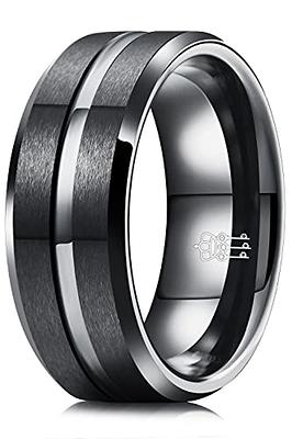 THREE KEYS JEWELRY Men Wedding Bands 8mm Black Tungsten Brushed Grooved  Viking Carbide Ring With Infinity Unique for Him Size 10.5 - Yahoo Shopping