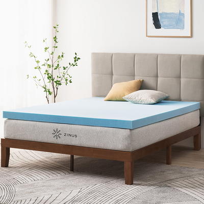 Bodipedic 3-Inch Gel-Infused Memory Foam Mattress Topper, Blue, Twin