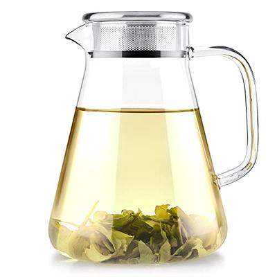 Glass Teapot Stove top 34 OZ, Borosilicate Clear Tea Kettle with Removable  18/8 Stainless Steel Infuser, Teapot Blooming and Loose Leaf Tea Maker Tea  Brewer for Camping, Travel