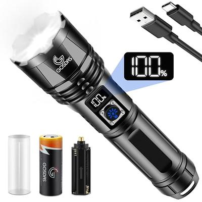 Gorilla Grip Powerful LED 750 FT Water Resistant 5 Adjustable Mode Tactical  Flashlight, High Lumens Ultra Bright Battery Zoom Flashlights, Small