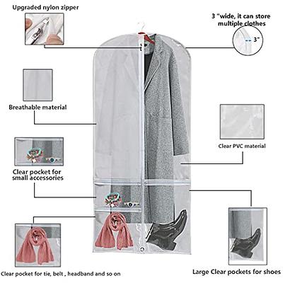 MISSLO 40 Clear Garment Bags for Hanging Clothes Travel Closet Storage  Suits, Dresses, Coats Garment Cover Protector, 3 Packs