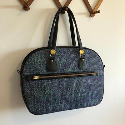 Tweed 70S Handbag/Vintage Purple Green Purse Day Bags Women's