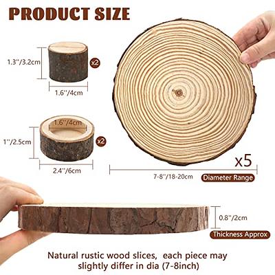 5pcs Wood Slices 7-8 inch,Natural Wood Rounds Unfinished Wood