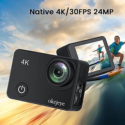 HLS Waterproof Action Camera 4K Stabilization with 3 Batteries 1350mAh for  Video,4K WiFi Remote Underwater Cameras with Wide Angle Lens HD,Sports