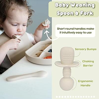 SAMiGO Silicone Baby Feeding Set, Baby Led Weaning Supplies, Suction Plate,  Bowl, Spoons, Food Bib, Cup, First Stage Self Eating Utensils, 6+ Months