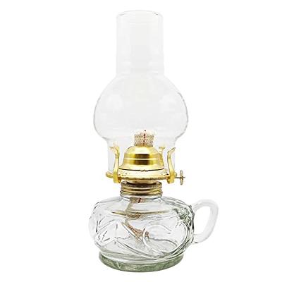 Rustic Large Oil Lamps for Indoor Use, Glass Clear Vintage Kerosene Lamp Indoor Oil Hurricane Lamp for Tabletop Decor Emergency Lighting Chamber