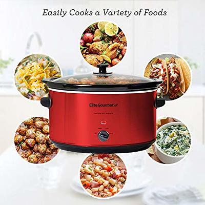 2 Qt. Oval Electric Slow Cooker with Glass Lid (Metallic Red