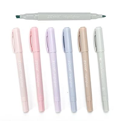 ZEYAR Clear View Highlighter Pen, See-Through Chisel Tip & Fine Tip, Dual Tips Marker, Water Based, No Bleed, Quick Dry (12 Cream Colors)