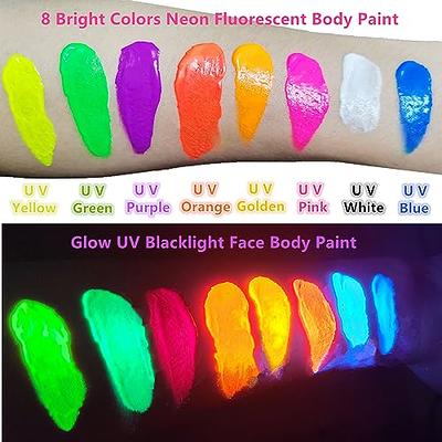 UV Neon Face & Body Paint Glow Kit 6 Bottles 2 Oz. Each Top Rated Blacklight  Reactive Fluorescent Paint Safe, Washable, Non-toxic 