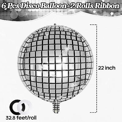 6pcs Large Disco Balloons for Disco Party Decorations, 4D Large 22 Inch  Round Metallic Silver Disco Foil Balloons for Birthday Party Decorations  and