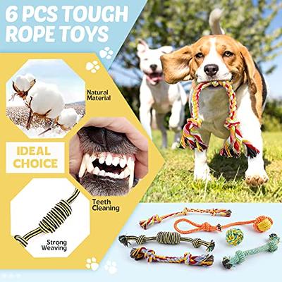 Dog Rope Toys, Nearly Indestructible Dog Rope Toys with Strong Squeak-  Ideal Tug of War Interactive Dog Training Toy, Dental Cleaning Chew Toys,  Dog