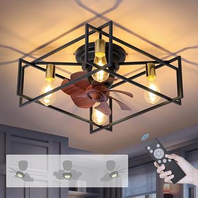 Pazala Ceiling Fans With Lights Black Fan Light Flush Mount 360 Oscillating 6 Sd Reversible For Dining Room Bedroom A370 Yahoo Ping