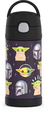 Thermos Funtainer 12 Ounce Stainless Steel Vacuum Insulated Kids Straw  Bottle, Mandalorian