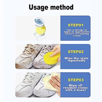 White Shoe Cleaning Cream, 260g White Shoes Cleaning Whitening Cleaner Cream Shoe Brush with Wipe Sponge, Shoes Multifunctional Cleaning Cream, Shoe