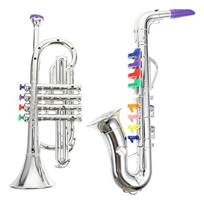  Musical Instruments Play Toy Saxophone for Kids with 8 Keys,  Ages 3+, Plastic Saxophone in Metallic, Wind and Brass Instrument Band in  School/Home, Musical Gift : Toys & Games