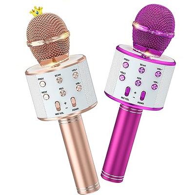 Jouets de microphone de karaoké pour enfants, Bluetooth portable portable Karaoke  Machine Cadeaux d'anniversaire de Noël pour enfants adultes (2 pcs, or rose  * 2) - 