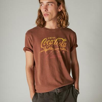 Lucky Brand Woodstock Poster Boyfriend Tee - Women's Clothing Tops Shirts  Tee Graphic T Shirts in Raw Sienna, Size M - Yahoo Shopping