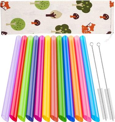 [Angled Tips] 8 Pcs Reusable Boba Straws & Smoothie Straws - Multi Colors  Jumbo Wide Reusable Straws, BPA FREE Food-Grade Plastic Straws for Bubble