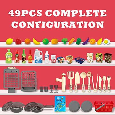 Theefun Play Kitchen Accessories Set: Play Kitchen Toys with Kids Pressure  Pot, Pan, Cooking Utensils and Cutting Play Food, Pretend Cooking Playset 