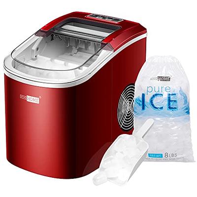 VIVOHOME 26 lbs./day Countertop Portable Ice Cube Maker in Red