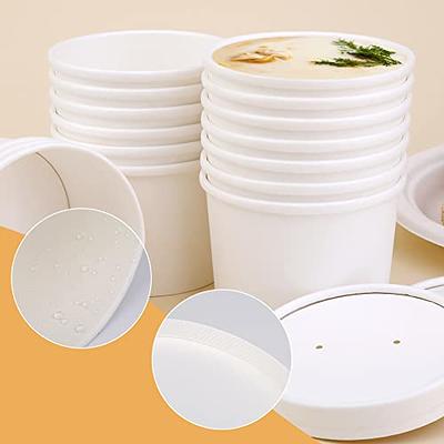 [75 Pack] 16 oz Disposable Kraft Paper Soup Containers with Vented LIDS -  Pint Ice Cream Containers, Frozen Yogurt Cups, Restaurant, Microwavable