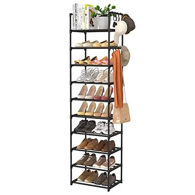 8 Tiers Shoe Rack Vertical Narrow Shoe Shelf Storage Organizer Sturdy Space  Saving Tall Narrow Shoe Rack for Entryway Closet Hallway 