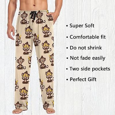 Fisyme Cute Monkey Banana Mens Pajama Pants Men Pajama Bottoms