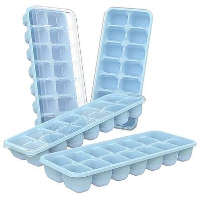 Silicone Ice Cube Trays for Freezer, 14-Ice Cube Tray 4 Pack Stackable Ice  Tray with Lid Spill-Resistant, Rubber Ice Trays Easy Release, BPA Free Ice