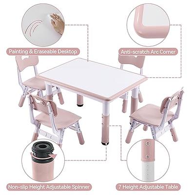 JIAOQIU Kids Table and Chairs, Kids Table (4 Chairs) Kids Table