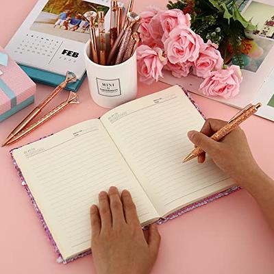 Vakuny 9 Pcs Rose Gold Ballpoint Pen Set with Pen Holder - Crystal Diamond  Pens Kit for Women - Black Ink Pens Gifts for Girls Wedding Office School