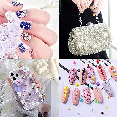 Nail Pearls Gems Art Jewels, Half Pearls for Nails Charms Accessories  Decorations Crafts Makeup Nail Supplies Rhinestones for Tumblers Nail Art &  DIY