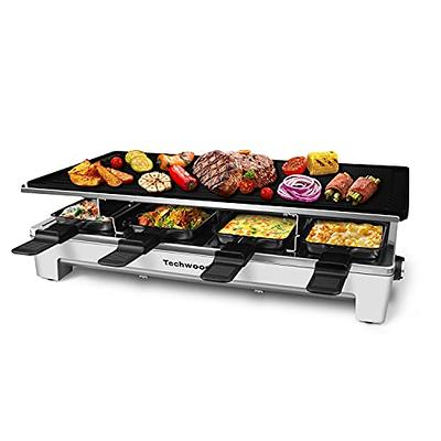 BEZIA Raclette Table Grill, Electric Grill Indoor Korean BBQ Tabletop  Griddle, Portable 2 in 1 Smokeless Indoor Grill with Nonstick Grill Plate 