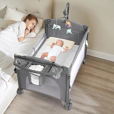 FUFU&GAGA Gray Multifunctional Foldable Baby Crib Co-sleeper Playpen  Adjustable Infant Bassinet Bed with Carry Bag Hanging Toys ZCF0031EB-xin -  The Home Depot