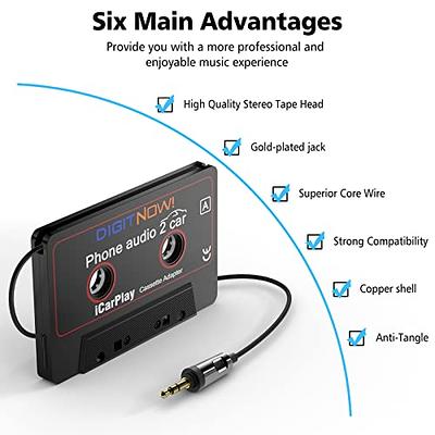 DIGITNOW Car Audio Cassette to Aux Adapter, 3.5MM Aux Audio Cable Tape  Player for Smartphone/MP3 Player/CD Player, 3.7Ft Cable(Black) - Yahoo  Shopping