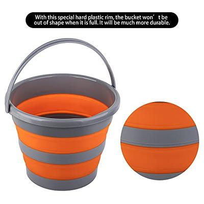  2 Pack Collapsible Plastic Bucket with 2.6 Gallon (10L) Each,  Foldable Round Tub for House Cleaning, Space Saving Outdoor Waterpot for  Garden or Camping, Portable Fishing Water Pail (Blue & Orange) 