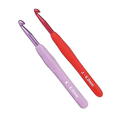 6.0mm and 6.5mm Crochet Hook，2pack Size Crochet Hook Aluminum Soft Grip  Rubber Handle Needles,Ergonomic Handle Crochet Hooks Set, Crochet Needle  for