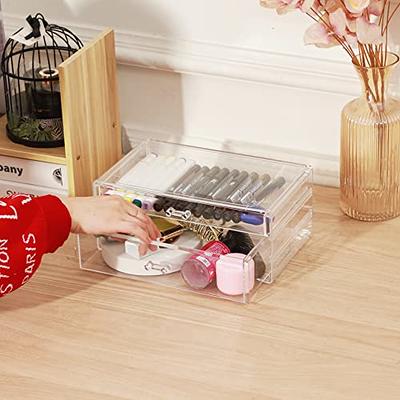 2 PCS Clear Stackable Makeup Storage 4 Drawers Bathroom Storage Organizer  Acrylic Drawers Organizer for For Jewelry Hair Accessories Nail Polish  Lipstick Make up Marker Pen - Yahoo Shopping