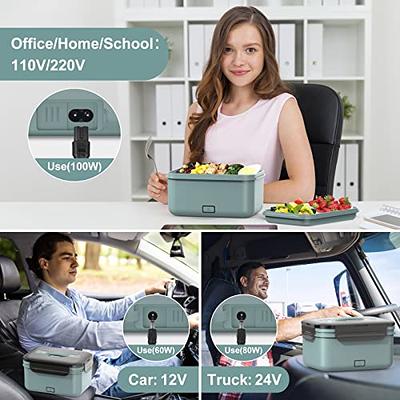 1.8L Electric Lunch Box 60W Food Heated Portable Food Warmer Heater for Car/Truck/Home  Heating Box with Insulated Box