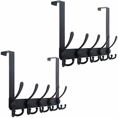 Over The Door Hooks Hanger Matte Black 5 Hooks, Upgraded Wide And Long Arms  - Heavy Duty Coat Rack For Hanging Clothes Hat Towel - Temu