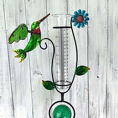 Venniy Rain Gauge Outdoor,7 Glass Rain Gauge with Metal Stake, Decorative  Bird Rain Gauge for Yard Garden Lawn Decor
