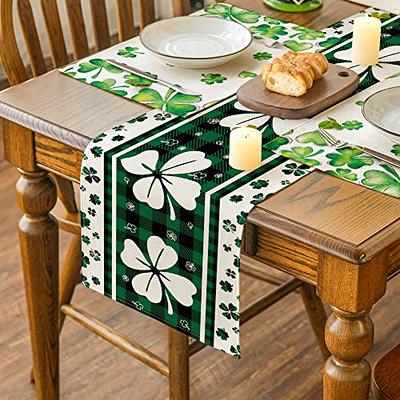 St Patricks Day Table Runner Green Spring St Patricks Table Decor Buffalo  Plaid Shamrock Irish Decorations 13x72inch