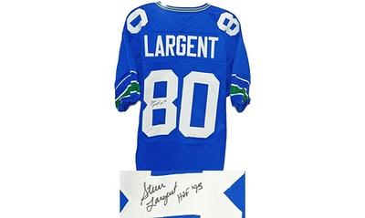 Steve Largent Seattle Seahawks Autographed Blue Authentic Mitchell & Ness  Jersey with HOF 95 Inscription