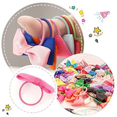 Temu 80pcs Tiny Hair Ties, Headbands, Scrunchies with Bows Baby Bows Rubber Bands Hair Ties Soft Elastics Ponytail Holders Hair Accessories for Infants