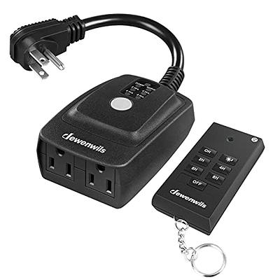 Minoston Outdoor Remote Control Outlet, Wireless Remote Plug Weatherproof, 100ft Range 15A, Black